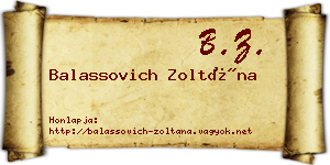 Balassovich Zoltána névjegykártya